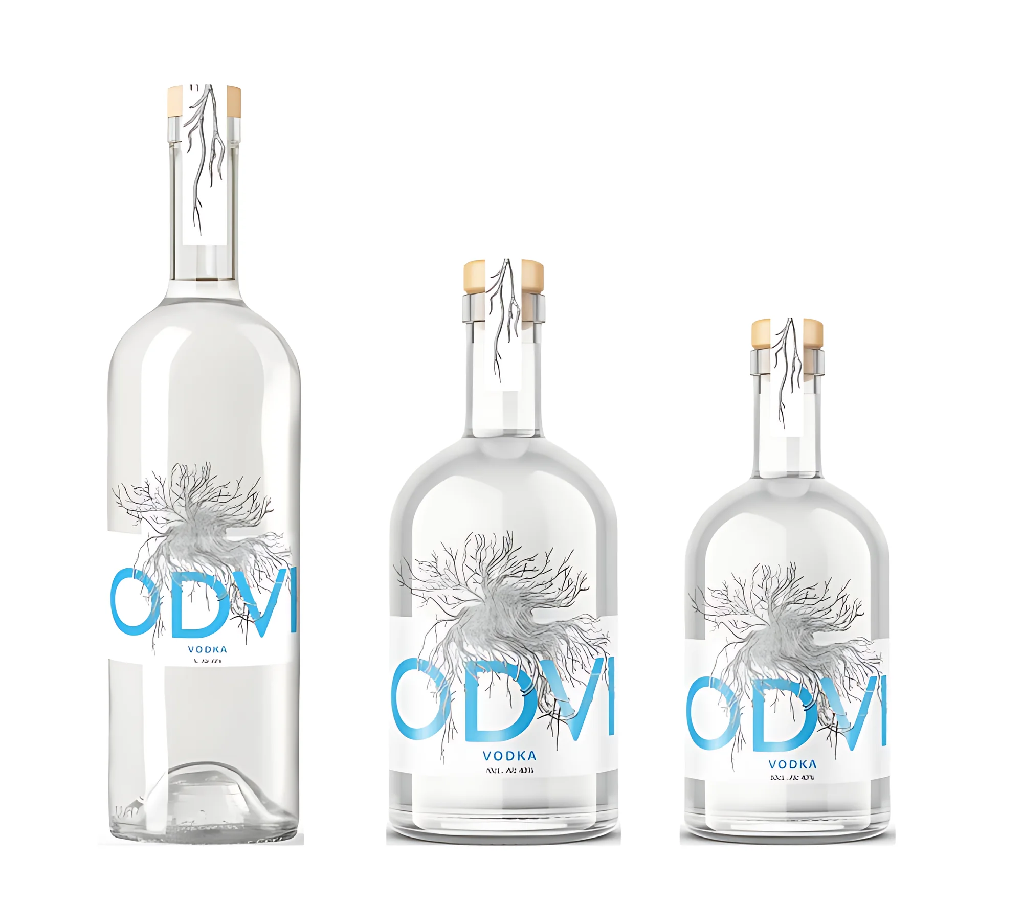 ODVI Vodka üç farklı şişe boyutu